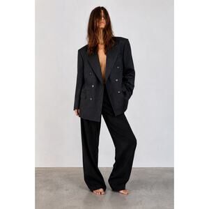 Vintage Christian Dior Oversized Blazer Suit Jacket Wool Black Tweed Designer XL